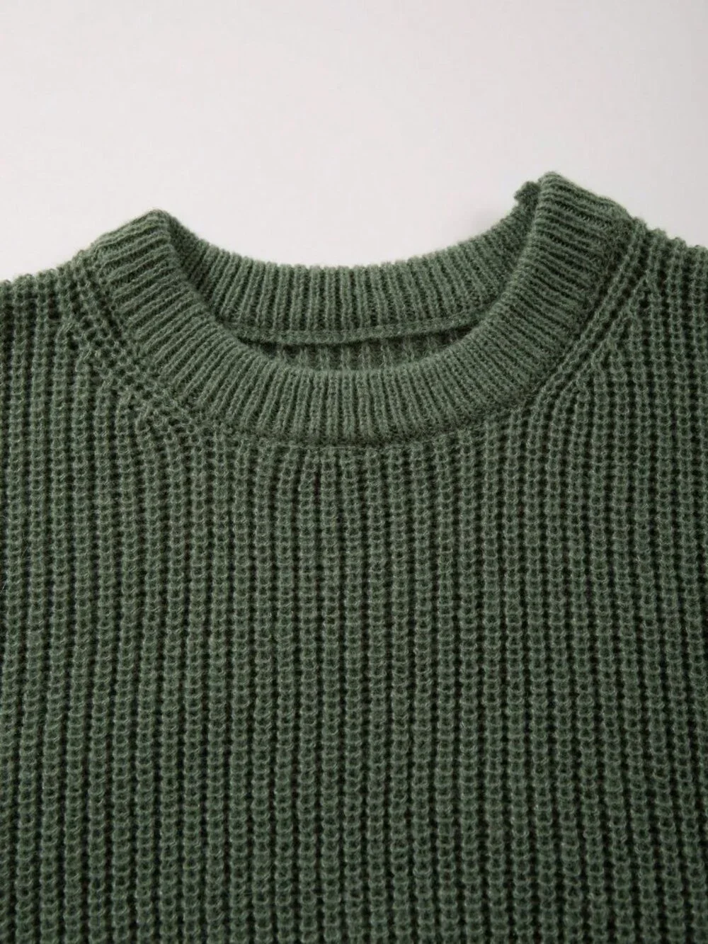 Olive Green Casual Men's Loose Fit Round Neck Long Sleeve Pullover Sweater